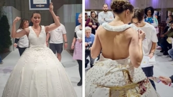Zvicerania thyen rekordin Guinness pasi krijoi fustanin më të madh në botë të bërë nga torta (VIDEO)