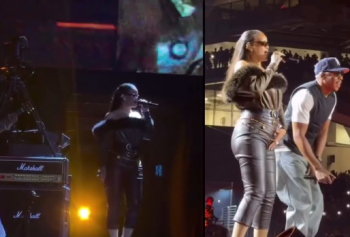 Rihanna surprizon fansat, ngjitet në skenë me Jay-Z në Yankee Stadium
